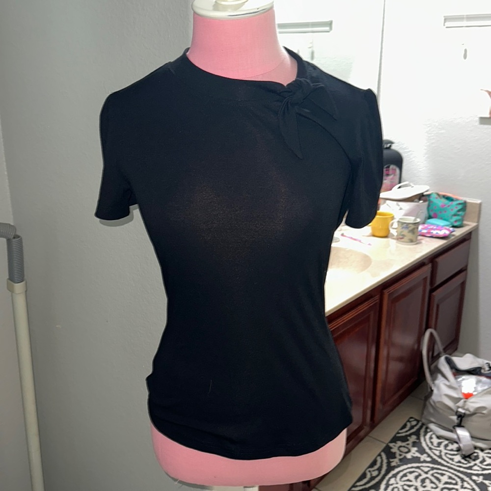 Unique Vintage 1950s Black Bow Sweetie Top